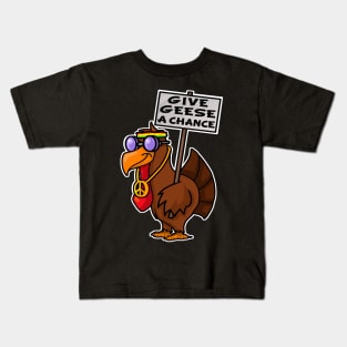 Funny Give geese a chance thanksgiving pun Kids T-Shirt